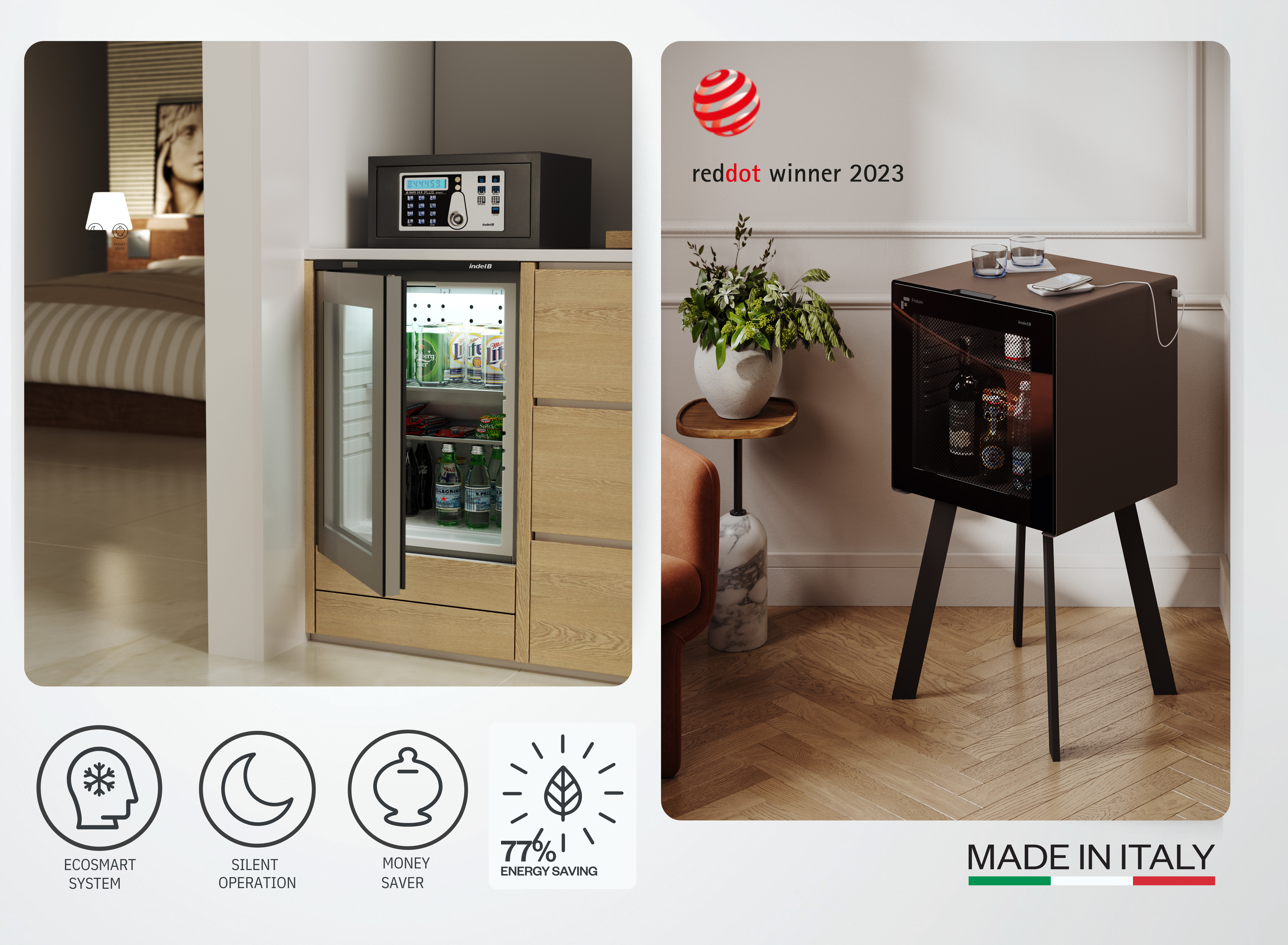 EcoSmart minibar installed in hotel room interior