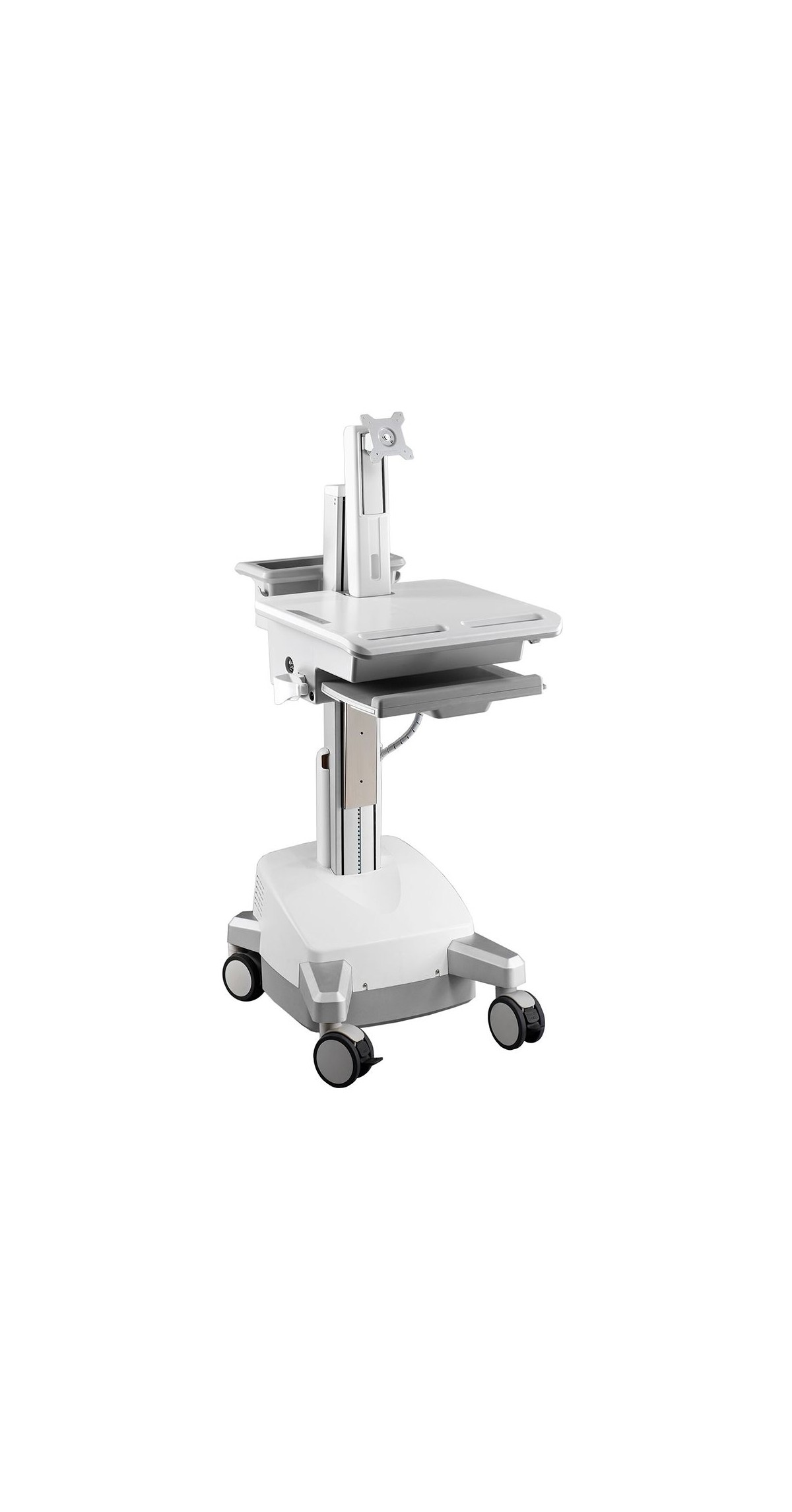 Aavara CMH01 Powered Mobile Medical Cart with Manual LIFT - Single Monitor with height adjustment Type