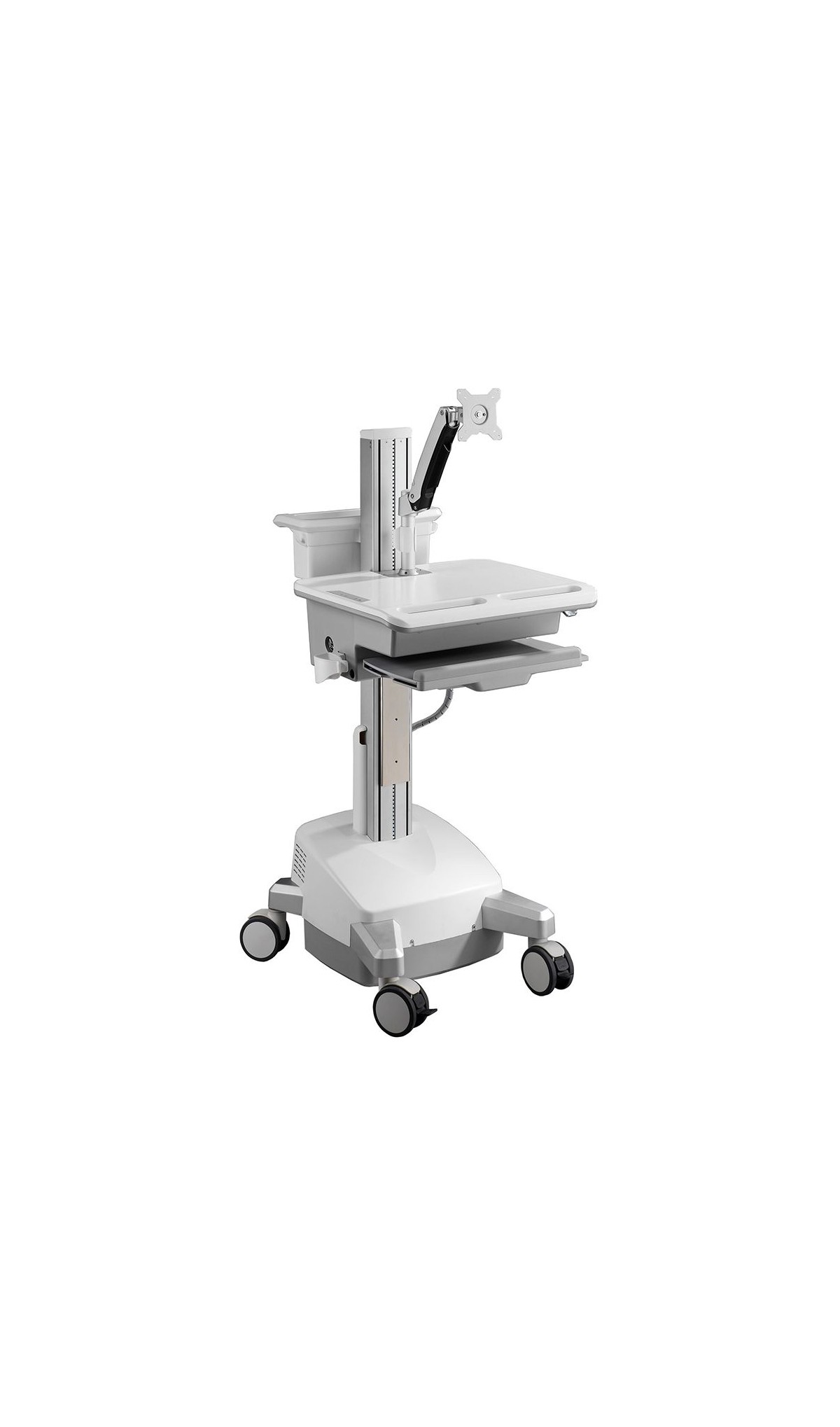 Aavara CMR01 Powered Mobile Medical Cart with Manual LIFT - Single Monitor Arm type