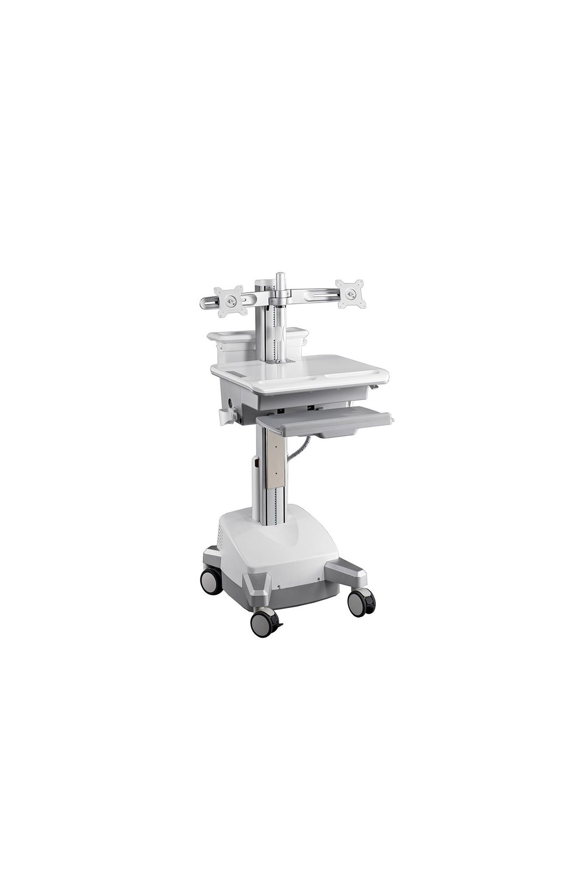 Aavara CMD01 Powered Mobile Medical Cart with Manual LIFT - Dual Monitor type