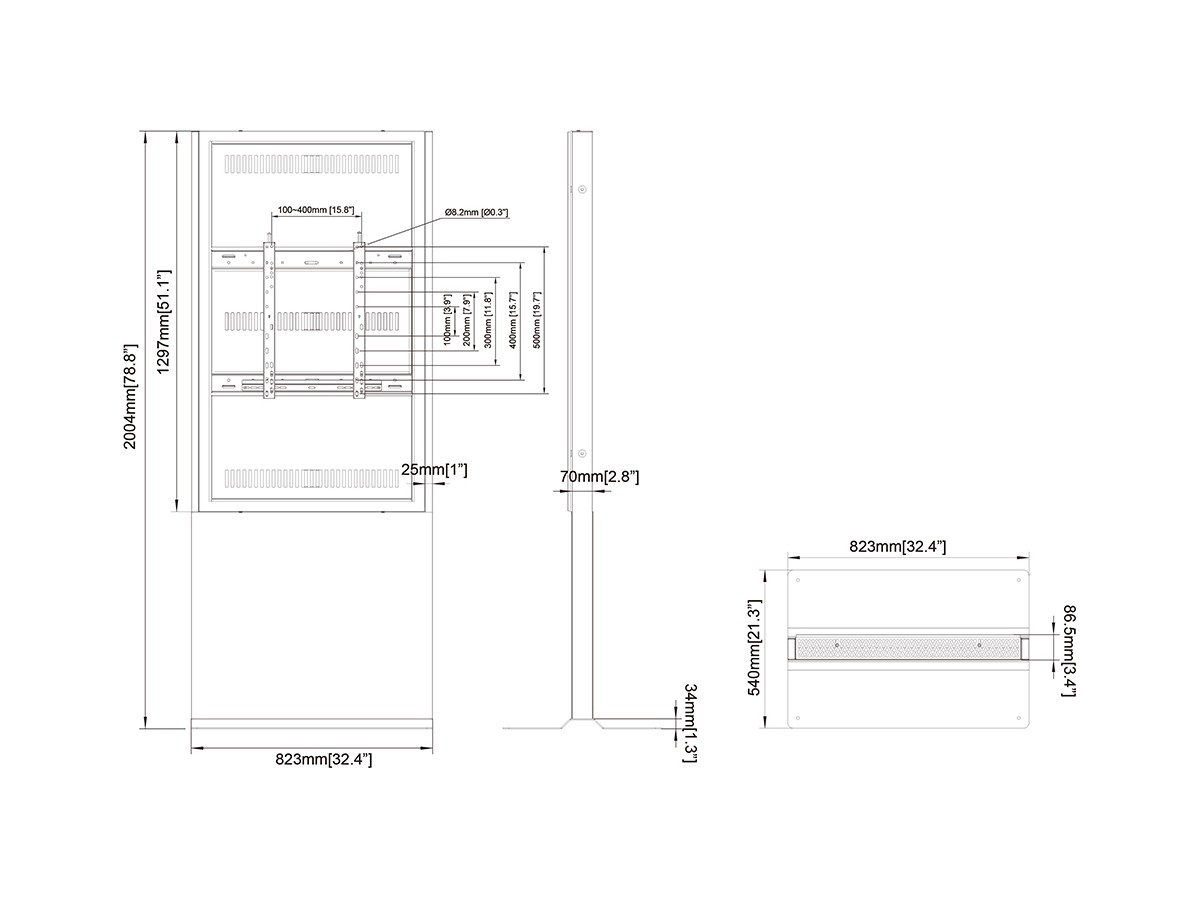 Multibrackets 7350105215292 M Pro Series – Enclosure Totem Covered 55” Floorbase