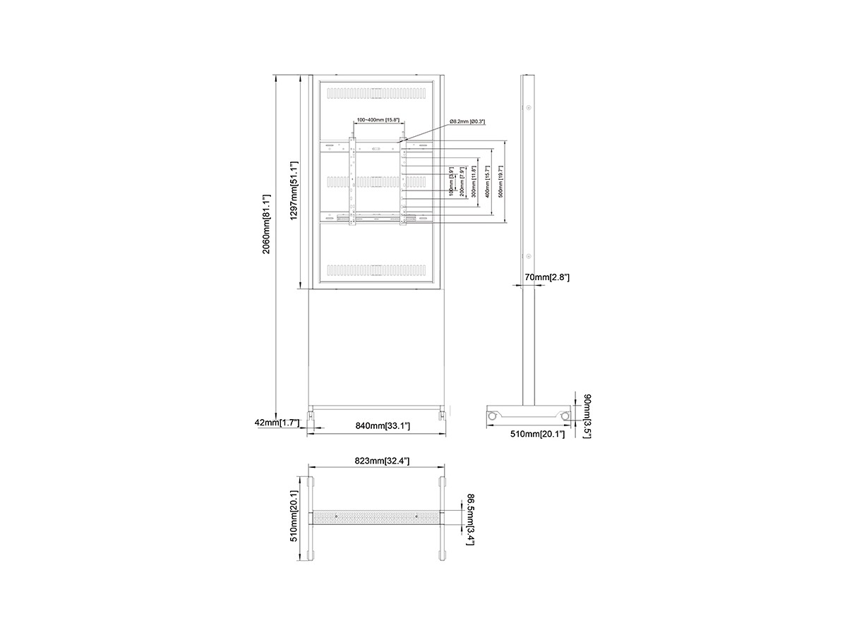 Multibrackets 7350105215315 M Pro Series – Enclosure Totem Covered 55” Wheelbase