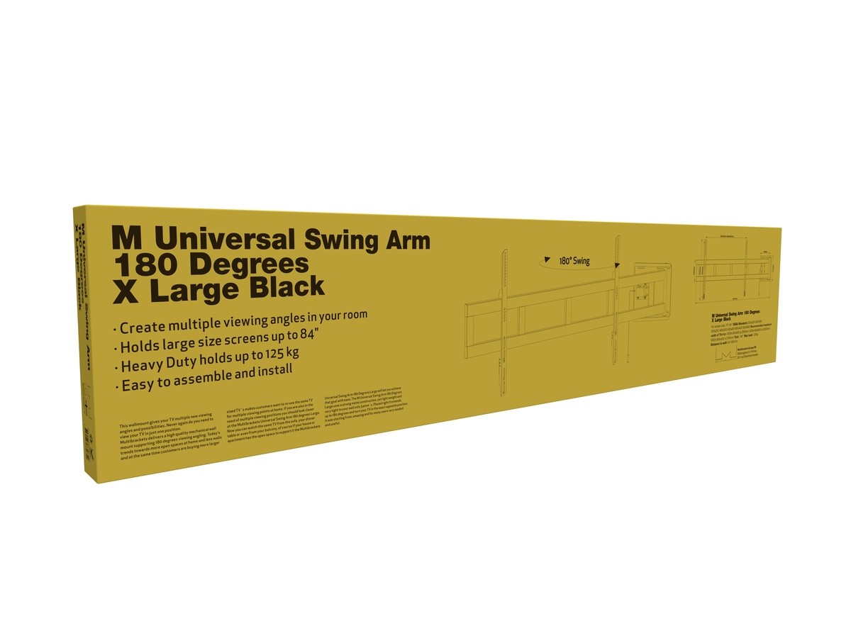 Multibrackets 7350073732654 M Universal Swing Arm 180 Degrees x Large Black