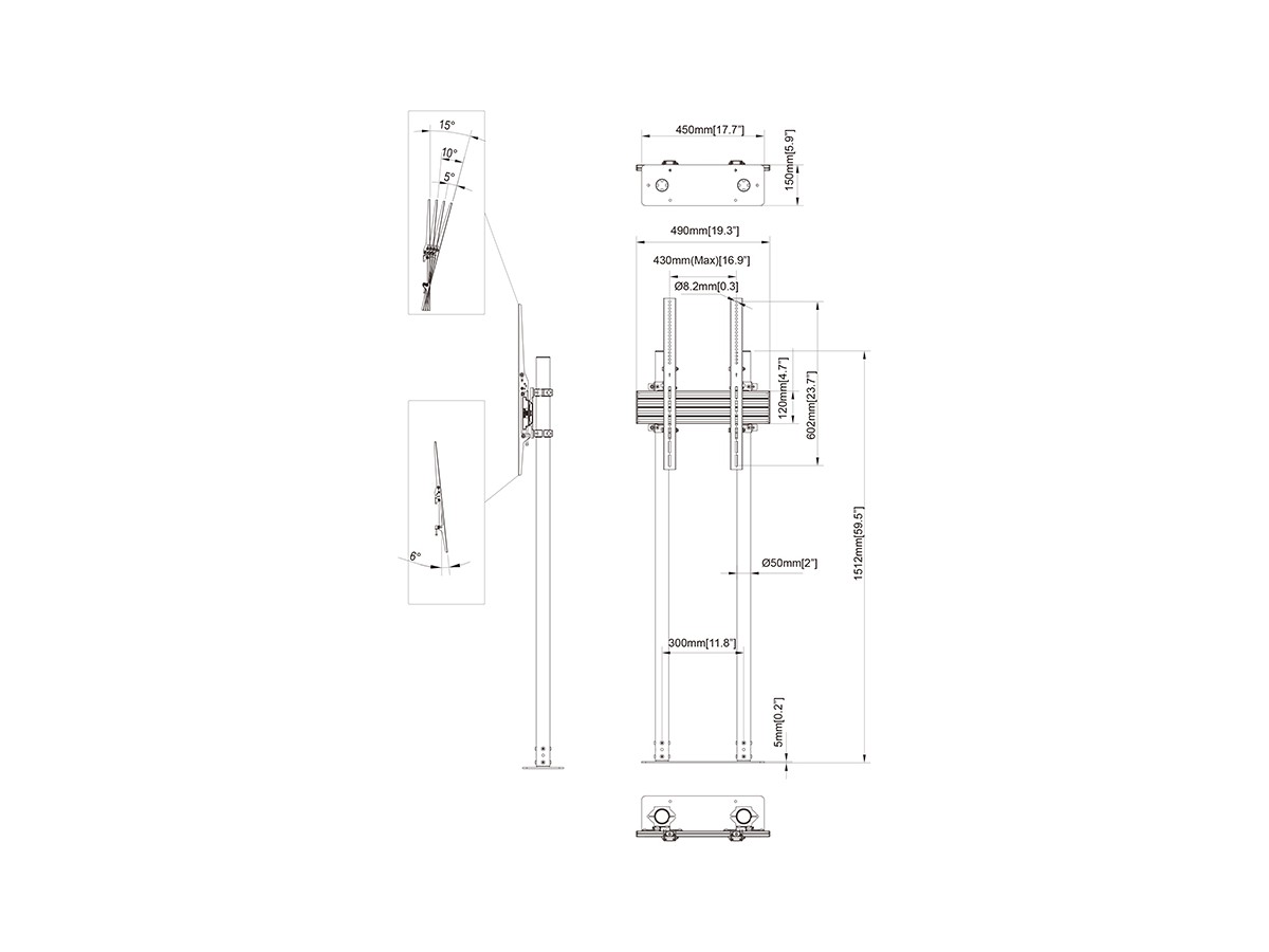 Multibrackets 7350073738953 M Dual Pole Floormount Pro 65