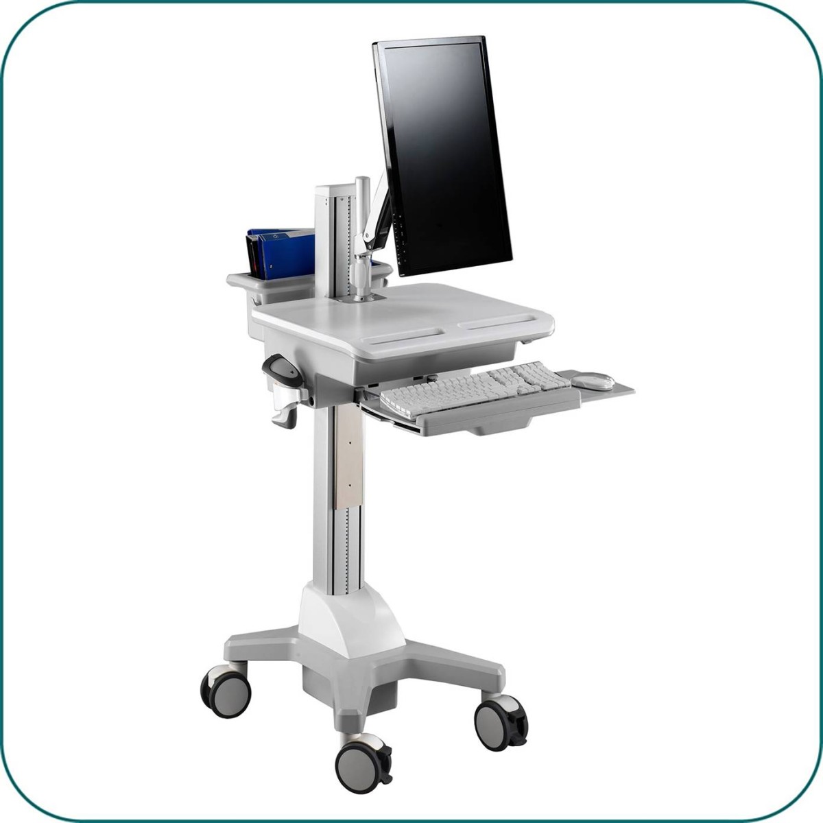 Aavara CNR01 Mobile Medical Cart - Single Monitor Arm type
