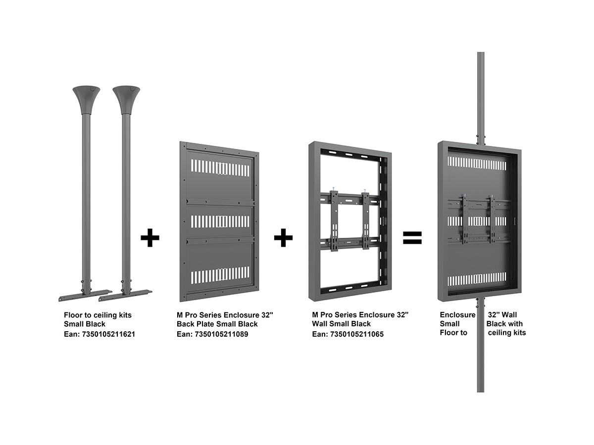 Multibrackets 7350105211621 M Pro Series Enclosure - Floor to Ceiling Kit Small Black