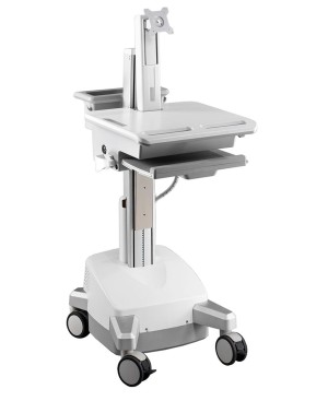 Aavara CMH01 Powered Mobile Medical Cart with Manual LIFT - Single Monitor with height adjustment Type