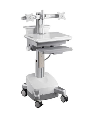 Aavara CED01 Powered Mobile Medical Cart with e-LIFT - Dual Monitor type