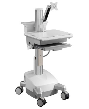 Aavara CMR01 Powered Mobile Medical Cart with Manual LIFT - Single Monitor Arm type