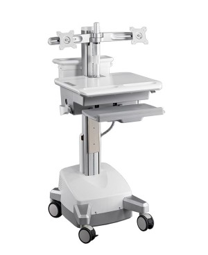 Aavara CMD01 Powered Mobile Medical Cart with Manual LIFT - Dual Monitor type